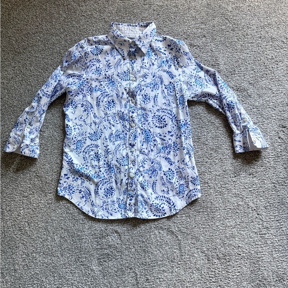 Chaps Blue and White Patterned Shirt - Picture 1 of 6